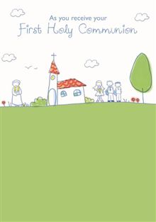 Boy 8x5 - Church Scene With Children